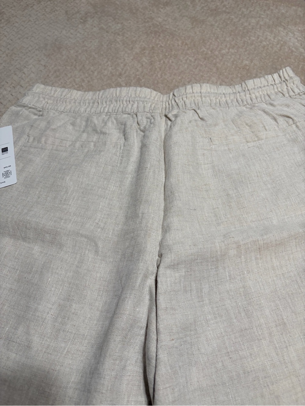 Relaxed Linen Blend Pants in Natural Beige